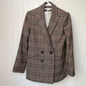 Veronica Beard Plaid Oria Dickey Jacket Camel Multi Size 0
